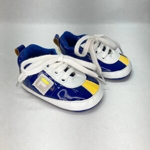 Fila Baby Comfy Fit Crib Shoes Size 0-6 mos Blue Yellow White Lace Up Sneakers